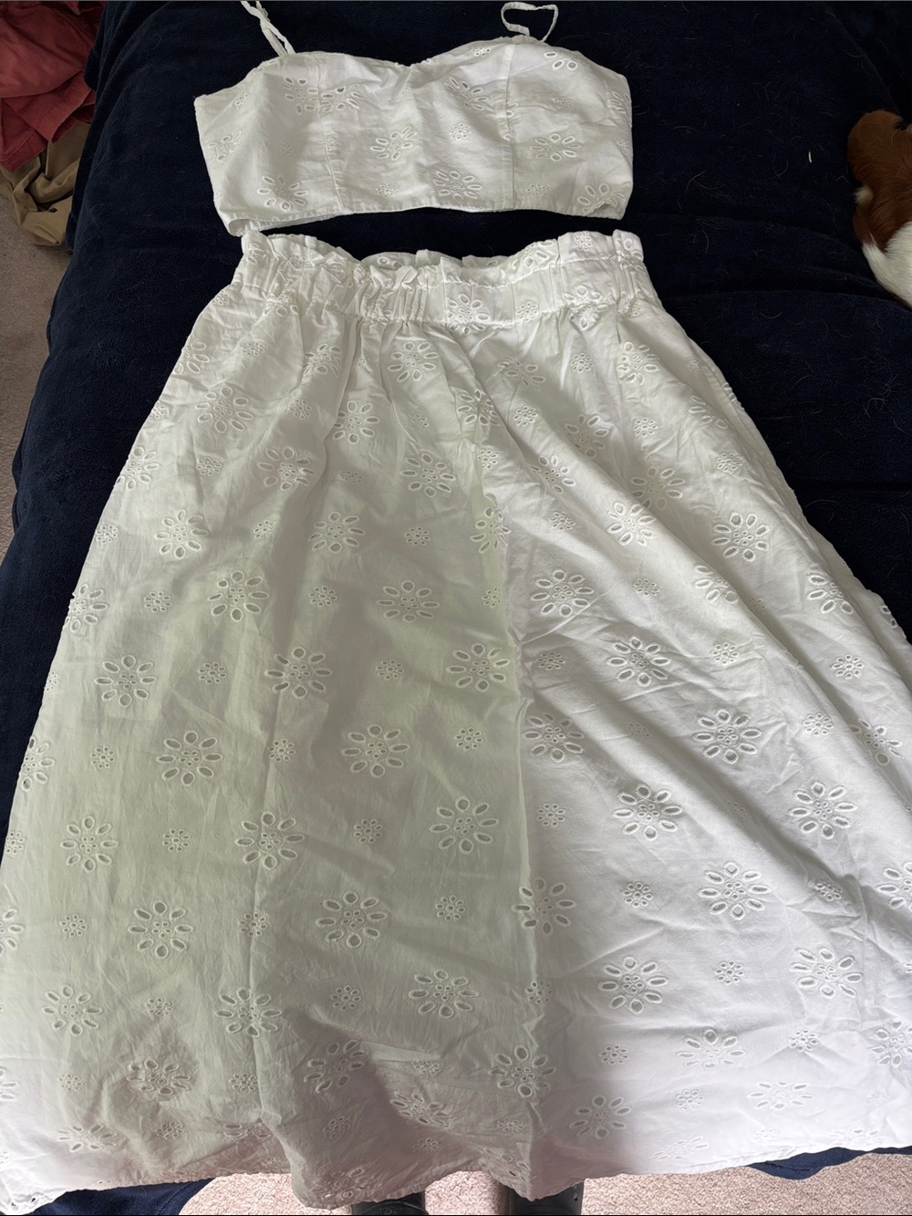 Universal Thread White Eyelet Crop Top & Skirt Set